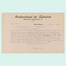 Eng mit Schreibmaschine beschriebenes Blatt Papier mit Briefkopf des Reichsverbands der Zahnärzte