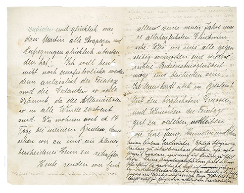 Mehrseitiger, handschriftlicher Brief, geschrieben von zwei verschiedenen Personen
