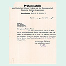 Short typed letter bearing the letterhead of the Examination Office of the German Stage Association