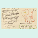 Letter written in a child‘s handwriting, decorated with colorful drawings.