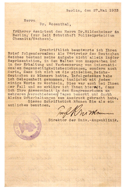 Typewritten letter with signature and stamp