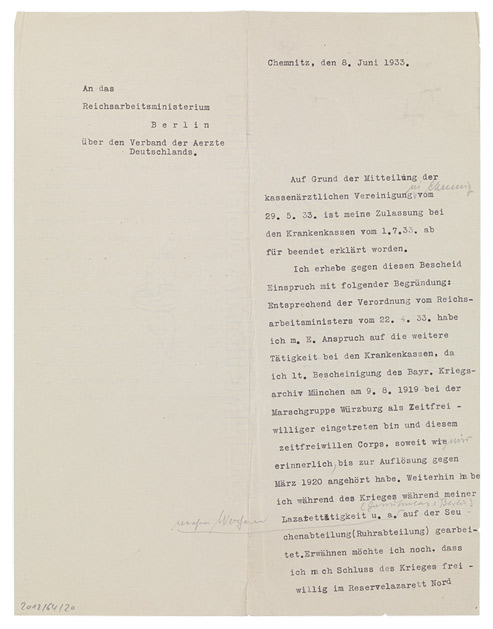 Letter with a typewritten right-hand column