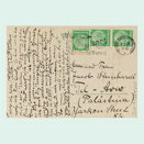 Postcard with address, sender and German stamps