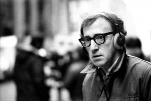 Woody Allen with headphones and camera