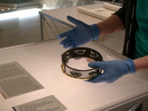 Tambourine placed in a display case