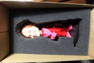 Doll in box with styrofoam