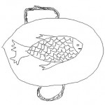 Drawing of a fish on a plate
