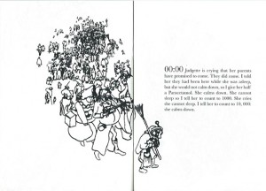 photo of the booklet, on the left an illustration, on the right a short text