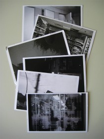six black white postcards