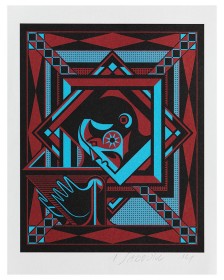 An offsett print in red, blue and black by Georg Sadowicz