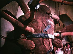 Filmstill with a golem in chains