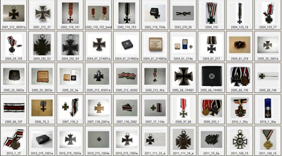 Abbildungen von 50 Eisernen Kreuzen