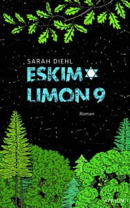 Buchcover des Romans Eskimo Limon 9, auf dem ein Wald vor einem schwarzen Nachthimmel mit Sternen zu sehen ist