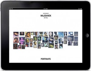 Startbild des iPads mit den 44 Portraits