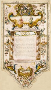 Ein illustrierter Hochzeitsvertrag in hebräischer Schrift