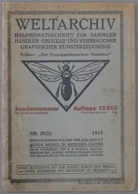 Titelbild der Zeitschrift Weltarchiv von 1913 mit einer Biene als Logo