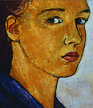 Ausschnitt aus einem Selbstporträt Charlotte Salomons, Gouache, um 1940 - © Charlotte Salomon Foundation, Amsterdam