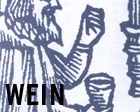 Zeichnung Weinkelch und Mann mit Schriftzug »Wein«