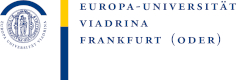 Logo in blau und gelb mit Schriftzug: Europa Universität Viadrina Frankfurt (Oder)