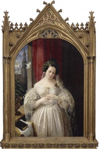 Painting of Albertine Mendelssohn-Bartholdy in an elaborate gold frame.