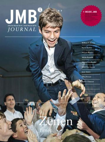 Cover of "Times", Journal Nine: a smiling young boy in a suit being lifted into the air by a group of people below 