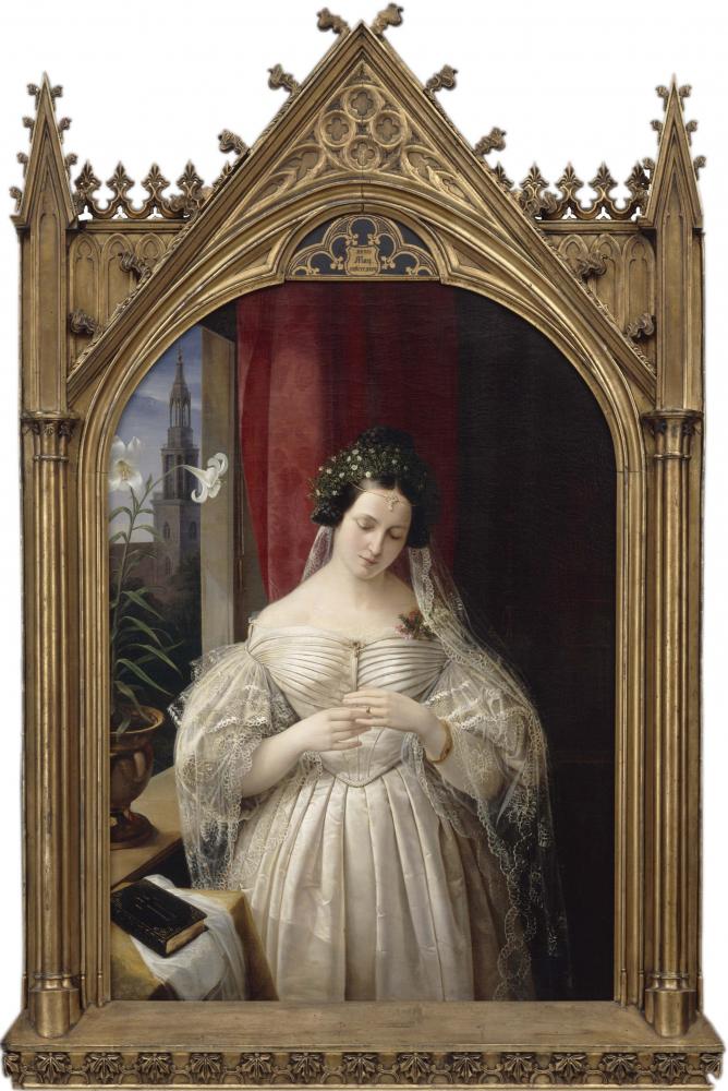 Painting of Albertine Mendelssohn-Bartholdy in an elaborate gold frame.