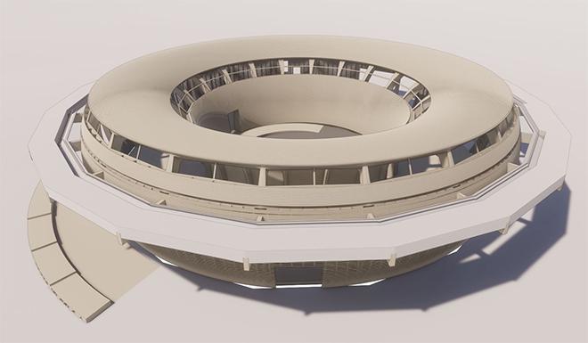 Model sketch of the round wooden ark.