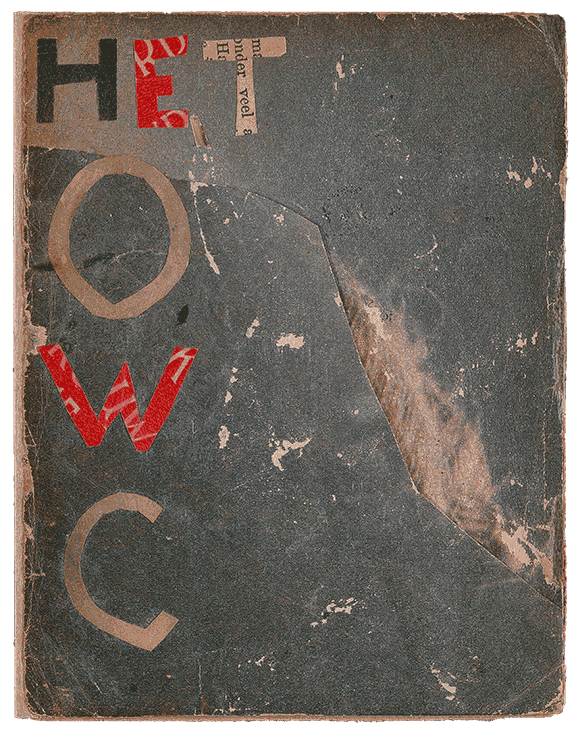Magazine cover with collage technique, on which Het OWC is glued in individual letters.