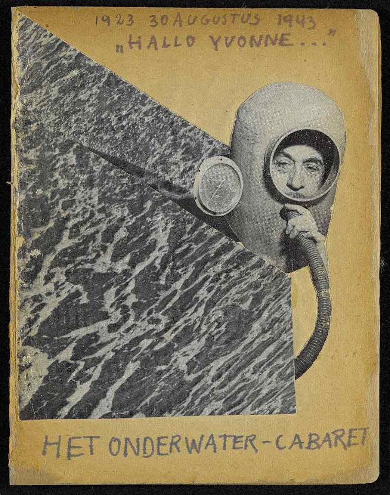 Magazine cover, the collage shows a person in a diving suit.