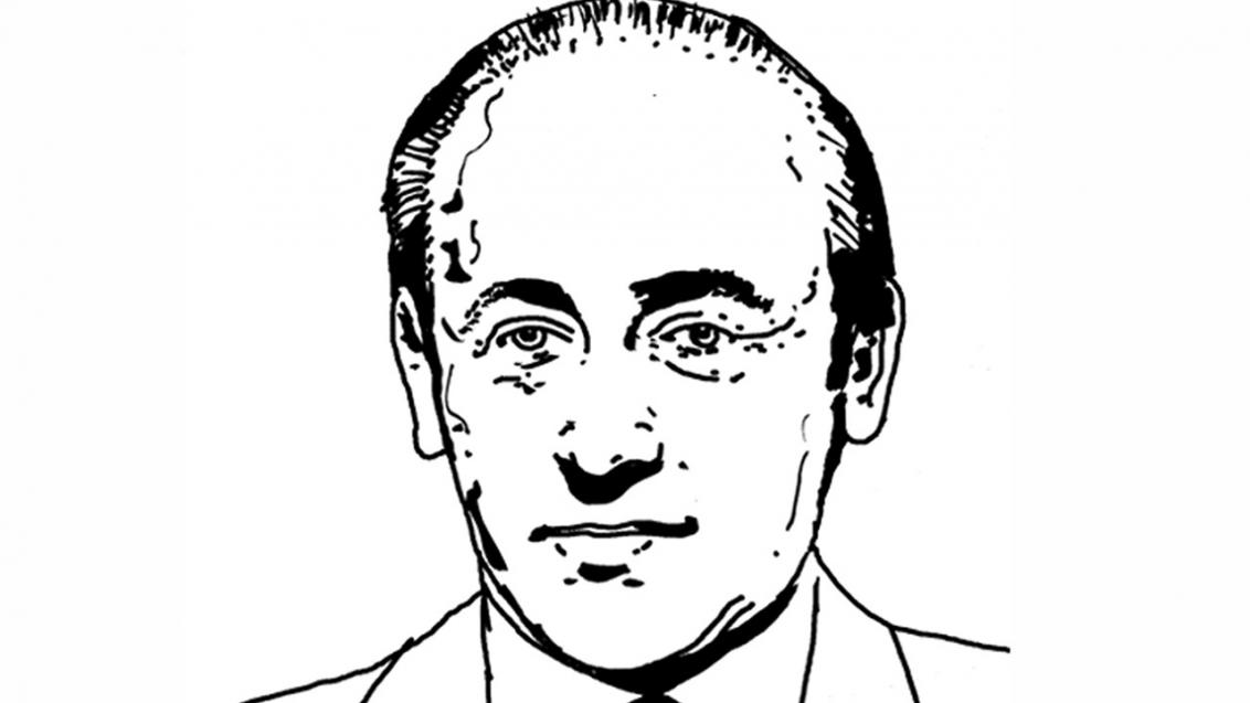 Sketchy black and white portrait of Paul Celan.