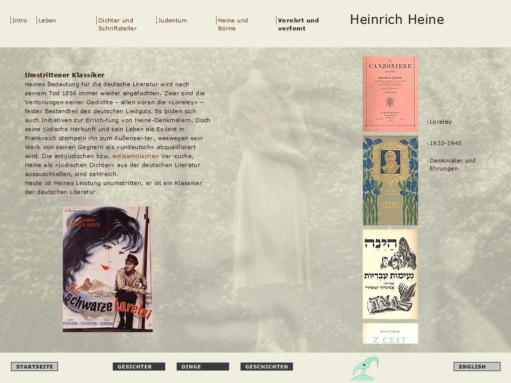 Screenshot aus einer Multimedia-Story über Heinrich Heine.