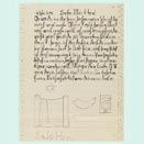In Sütterlinschrift verfasster Brief, im unteren Teil mit ein paar Bleistiftzeichnungen versehen.