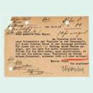 Mit Schreibmaschine beschriebene Blankopostkarte, nachträglich mit handschriftlichen Notizen versehen