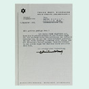 Kurzer maschinenschriftlicher Brief auf dem Briefpapier des Bildhauers Julius Obst. Den Briefkopf ziert ein Davidstern.