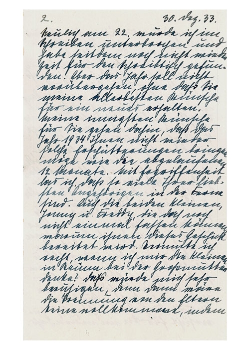 Mit blauer Tinte und in Sütterlinschrift verfasster Brief