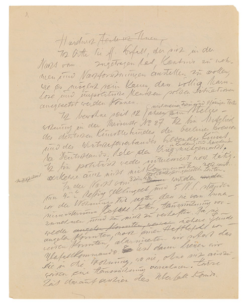 Handwritten sheet of paper