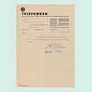 Short typed letter with the letterhead of Telefunken GmbH