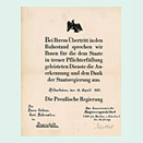 Official certificate with a Reich eagle