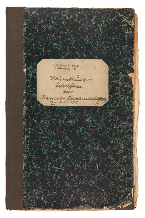 Large notebook with a black-and-green cover