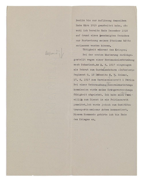 Letter with a typewritten right-hand column