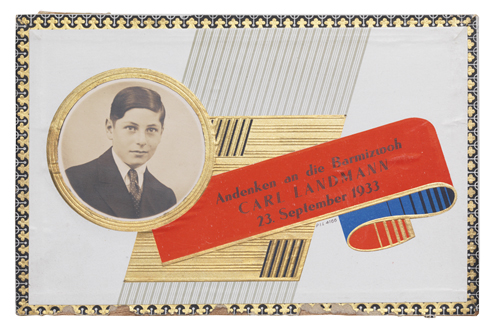 Wooden cigar box cover featuring colorful paper and a portrait photo of a boy