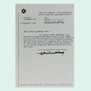 Short typed letter on sculptor Julius Obst‘s stationery, which is adorned with a Star of David.