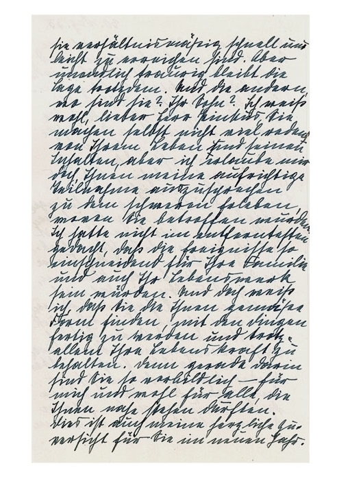 Letter written in blue ink in Sütterlin script