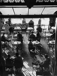 View of tables in the caf from above