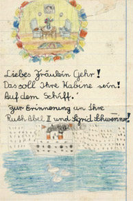 Abschiedsbrief der Schülerinnen Ruth Abel und Sigrid Schweriner der Kaliski-Schule in Berlin für ihre Lehrerin Lilli Gehr, die nach England und von dort ein paar Monate später nach Amerika auswandert.