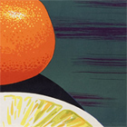 Poster with oranges, detail