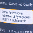 label of wine bottle "kosher for passover"