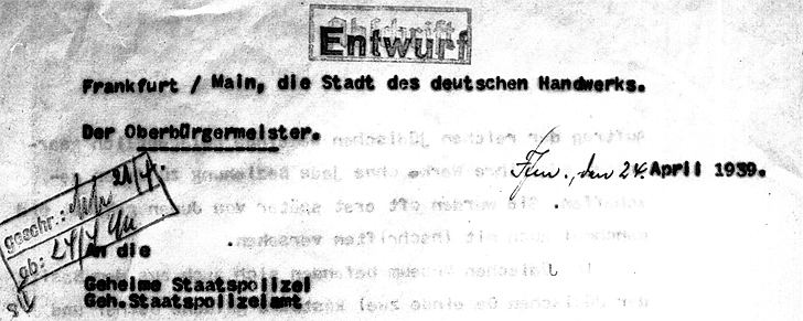 OB Friedrich Krebs an die Gestapo Berlin