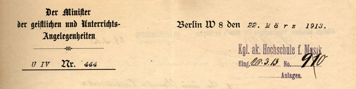 Dokument: Lehrauftrag für Wanda Landowska