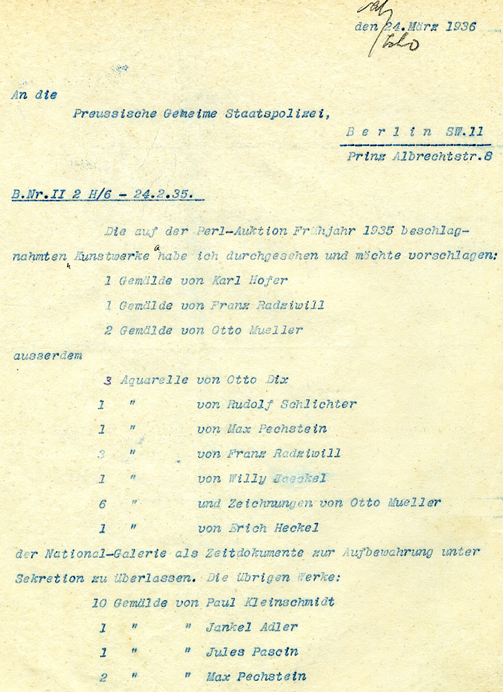 Eberhard Hanfstaengl an die Gestapo